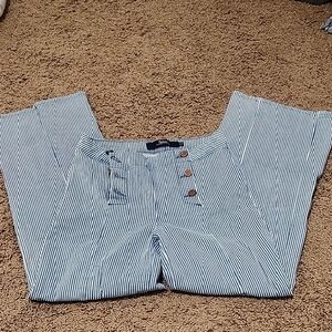 Boden Blue and White Striped Pants